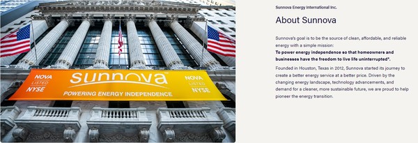 미국 주거용 태양광 기업인 선노바. 미 에너지부의 대출 보증 소식에 이목이 집중되고 있다./ Sunnova Energy