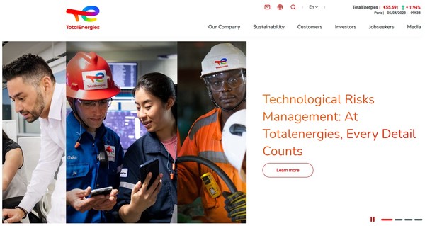  토탈에너지스의 홈페이지