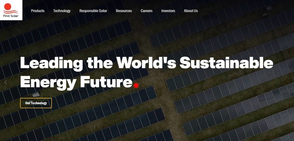  미국 최대 태양광 회사인 퍼스트 솔라 홈페이지