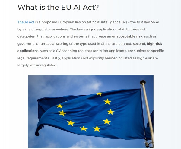 EU에선 지난 2021년 'AI법'이 제출돼 Ai 관련 가이드라인을 제공하려는 시도가 진행됐다./ EU AI Act