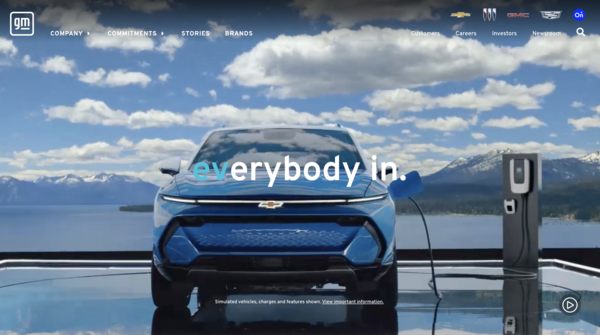 제너럴 모터스(GM)가 경쟁사인 포드를 따라 테슬라와 제휴하며 테슬라의 전기차 충전 네트워크 및 기술을 사용할 예정이다./ GM 홈페이지