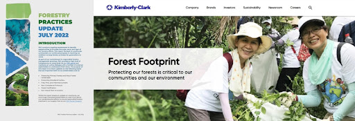 킴벌리-클라크는 지속가능성 관련 주요 정보를 홈페이지에 공시한다./킴벌리-클라크 홈페이지