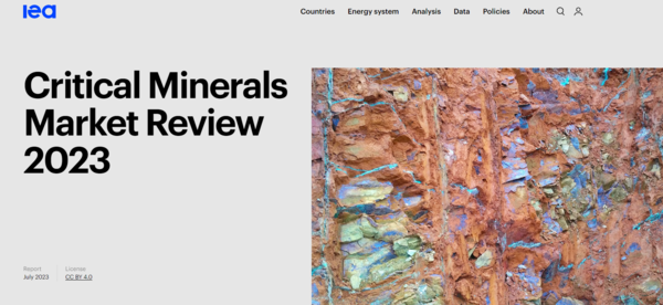 IEA의 '2023 핵심원자재 시장 분석' 보고서. 원자재 공급망에 미치는 일부 국가의 영향력이 커지고 있다. / IEA