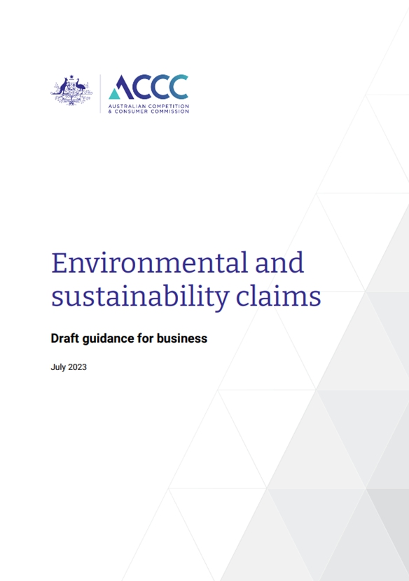   호주경쟁및소비자위원회(ACCC)가 발간한 그린워싱 지침 초안 표지/홈페이지