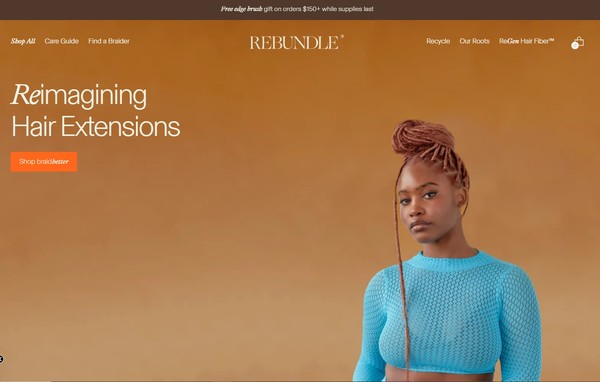   미국 최초로 식물 기반 붙임머리를 개발한 리번들의 홈페이지