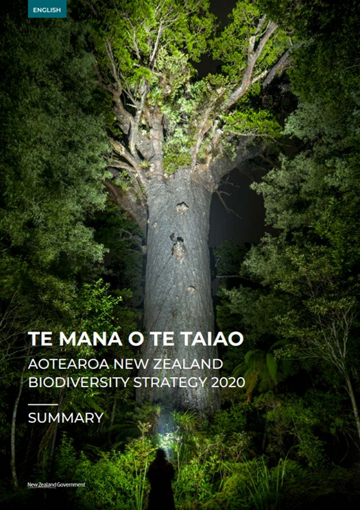  뉴질랜드 정부의 생물다양성 전략 요약서의 표지
