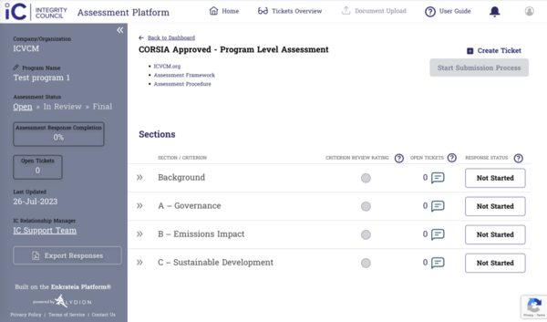 독립 거버넌스 무결성 위원회가 선보인 프레임워크. 신청 포털을 통해 탄소 프로젝트가 무결성 핵심 탄소 원칙(CCP)을 충족한다는 증거를 제출하면 위원회가 인증 유무가 평가된다./ICVCM