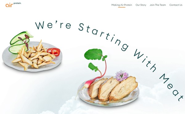 대기에서 포집한 탄소로 식품을 만드는 에어 프로틴의 홈페이지