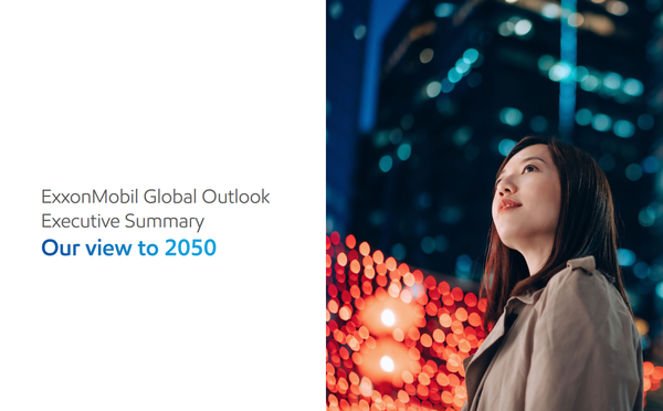 엑손모빌이  연례 에너지 전망 보고서를 발표하고,  2050년의 에너지 관련 이산화탄소(CO2) 배출량이 250억 톤에 이를 것으로 예상된다고 전했다.