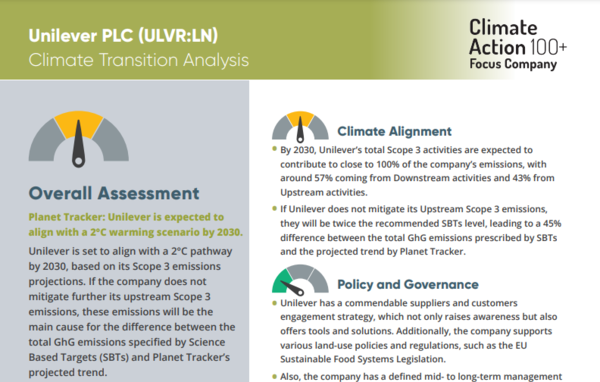 플래닛 트래커의 유니레버 탄소배출감축 전략 분석/Planet Tracker