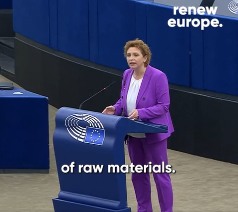 CRMA 법안을 낸 독일의 국회의원 니콜라 비어(Nicola Beer)가 표결 전 토론에서 법안의 필요성에 대해 논했다./ 니콜라 비어 X 