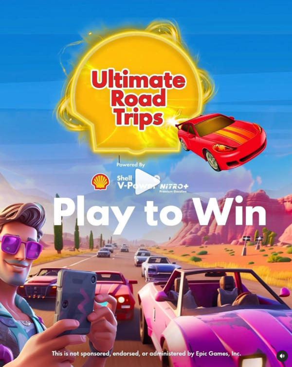 온라인 게임 포트나이트의 게임 내  '궁극의 로드트립' 캠페인/셸 인스타그램