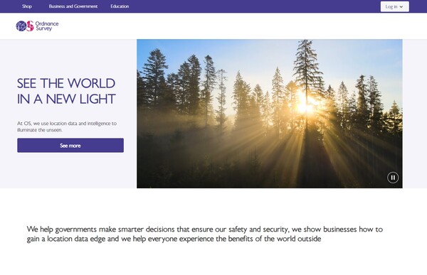  콘스틀레이션 이니셔티브에 참여한 공급망 데이터 파트너십의 기반이 된 영국 육지측량부 홈페이지.
