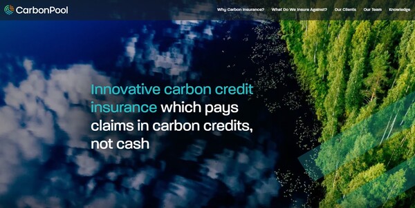 탄소배출권을 구입한 기업의 배출권을 실질적으로 보장하는 보험을 개발한 카본풀의 홈페이지.