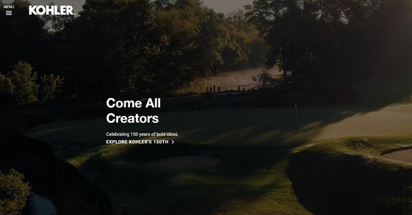  150년 역사를 자랑하는 미국의 콜러 홈페이지.