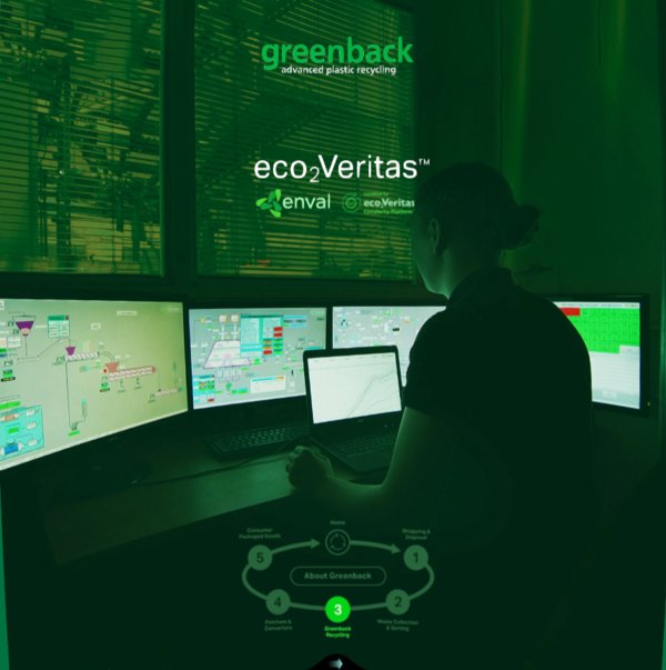 에코2베리타스(eco2Veritas) 플랫폼은 수집된 플라스틱의 종류와 양을 추적하는 역할을 한다./ 그린백 리사이클링 테크놀로지스