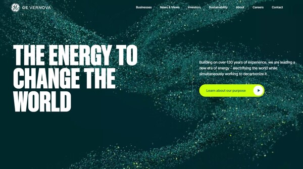  GE가 에너지 전환 시장을 보고 분사한 GE 버노바의 홈페이지.
