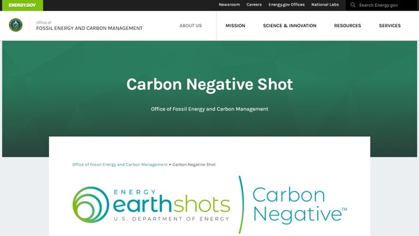  구글이 3500만 달러 규모로 탄소 제거 크레딧을 매입하게 된 것은 미 에너지부의 카본 네거티브 샷 이니셔티브 때문이다.