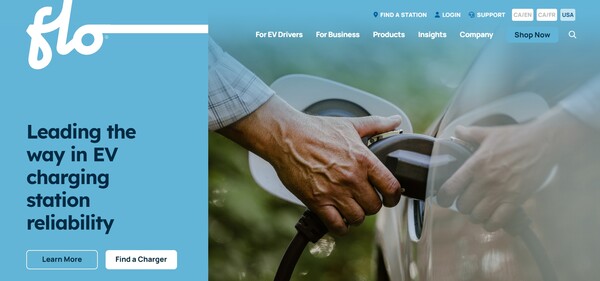  설문조사를 실시한 EV충전 업체 플로의 홈페이지.