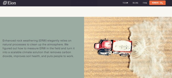  EWA 동맹의 창립 멤버 중 하나인 이온의 홈페이지. 사진에서 보듯이 암석을 가루로 만들어 농지에 뿌린다.