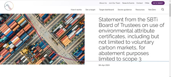 과학기반 감축목표(SBTi )이사회는 6개월간의 협의 노력 끝에 스코프 3의 목적에 따라 탄소 상쇄권 사용을 확장하기로 했다. 직원들은 이에 반발했다./ SBTi