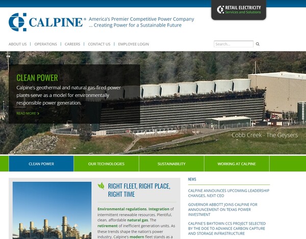  캘파인의 홈페이지.