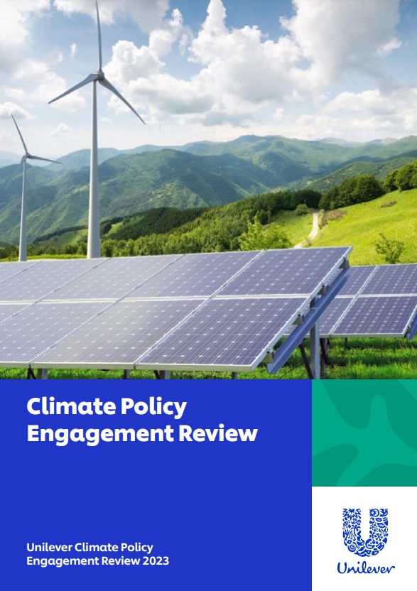  유니레버가 자사의 기후정책을 조사해서 발표한 보고서 표지./홈페이지