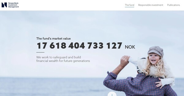  노르웨이 정부 연기금을 관리하는 NBIM의 홈페이지.