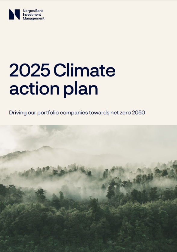  NBIM의 2025년 기후행동 계획서의 표지./홈페이지