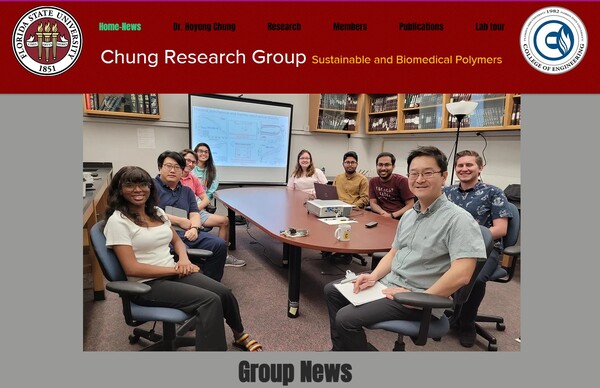  플로리다 주립대의 정호용 교수 연구팀 사진, 맨 오른쪽에서 두 번째가 정교수./플로리다주립대 홈페이지.