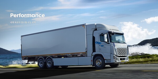독일에서 고장 한번 없이 3만 킬로미터 화물운송에 성공한 현대차의 엑시언트 수소연료전지트럭./홈페이지.
