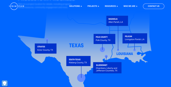 1포인트파이브가 미국 에너지부의 청정에너지 시범 사무소(OCED)로부터 최대 5억달러의 지원을 받아 사우스 텍사스 DAC 허브 프로젝트의 2단계 활동을 시작한다고 전했다/1포인트파이브