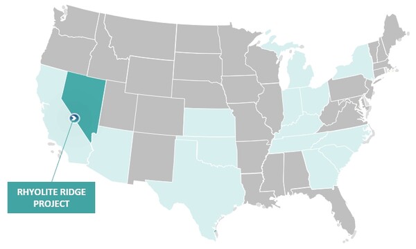  미국 네바다 주의 리튬 광산 위치./아이오니어 홈페이지.