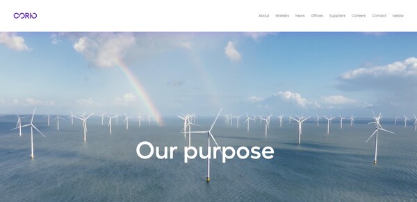  맥쿼리가 매각하려는 해상풍력 개발업체 코리오 제너레이션의 홈페이지.