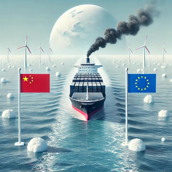 EU의 ETS에 해운업계가 포함되면서 규제 적용 대상이 되자, 중국이 해외 선주들에게 탄소배출량 보고를 요구하기 시작했다./챗gpt 이미지 생성