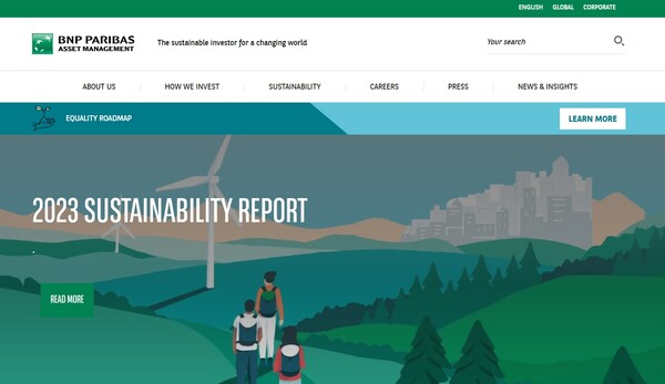  BNP 파리바 자산 운용사의 홈페이지.