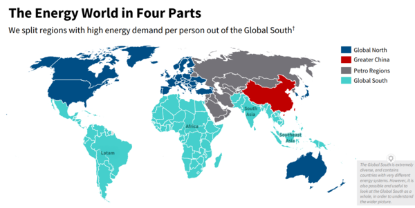 보고서는 1인당 에너지 수요가 높은 지역을 글로벌 사우스에서 분리하여 분석했다 / RMI