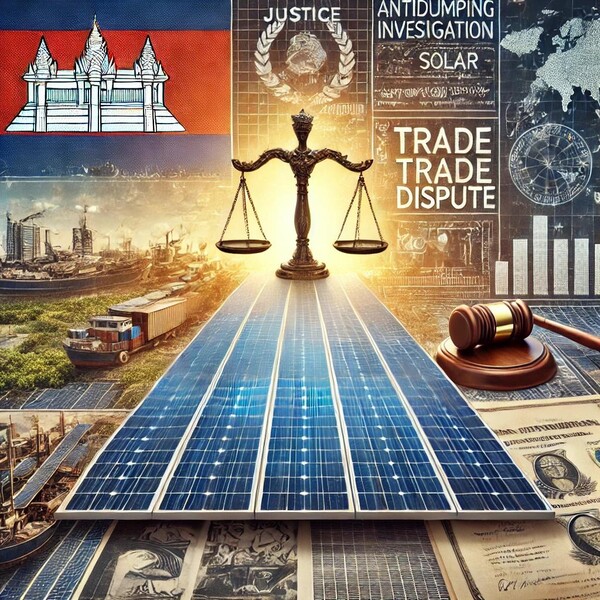 캄보디아 태양광 패널 제조업체인 솔라 롱(Solar Long)과 후넌 솔라(Hounen Solar) 두 곳이 미국 상무부의 반덤핑 조사에 더 이상 협력하지 않겠다는 입장을 밝혔다./ 챗gpt 이미지 생성 
