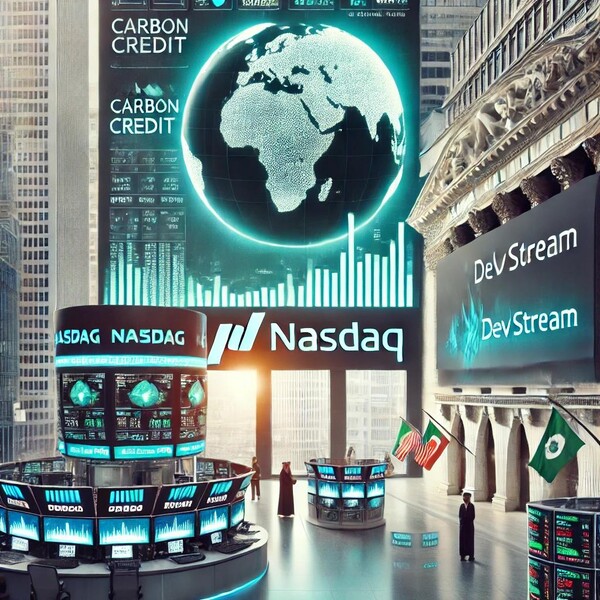 사우디아라비아가 탄소거래 시장을 시작했으며, 미국 나스닥에 탄소크레딧 전문 기업이 첫 상장 소식을 알렸다./챗gpt 이미지 생성