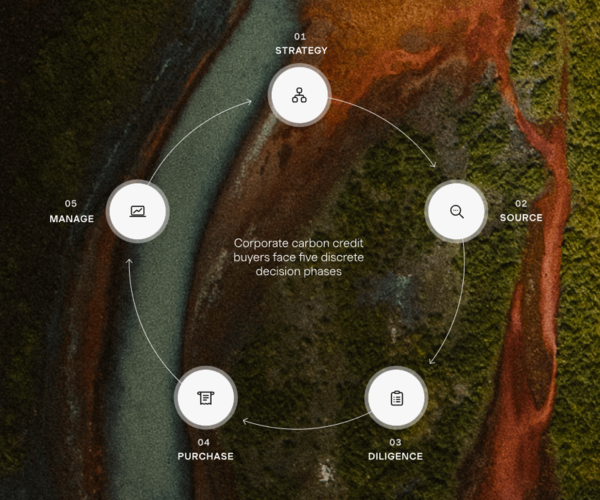 패치는 탄소제거 크레딧 거래의 5단계를 전략(Strategy), 조달(Source), 실사(Diligence), 구매(Purchase), 관리(Manage)로 구분한 후 각 단계별로 실무자들이 경험하고 있는 어려움에 대해 분석했다./패치