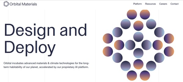  아마존과 협업하는 오비탈 머티리얼즈의 홈페이지.