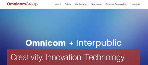  경쟁사 인터퍼블릭을 인수해서 세계 최대 광고대행사가 된 옴니콤의 홈페이지.