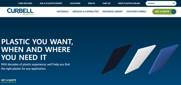  1942년 창업한 미국의 플라스틱 기업 커벨 플라스틱스의 홈페이지. 여기에서 재활용한 플라스틱 제품도 직판한다.