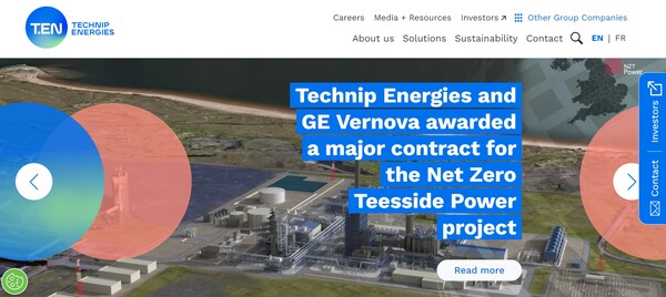  SAF생산업체 란자테크 글로벌과 함께 미국 에너지부(DOE)로부터 2억 달러를 지원 받는 테크닙 에너지스의 홈페이지.