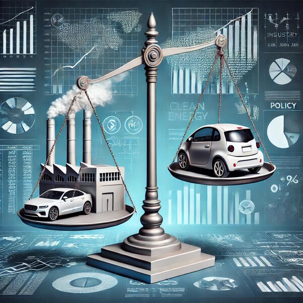 자동차 산업에서 전기차 전환을 둘러싼 여러 정치적 입장이 첨예하게 대립하고 있다.