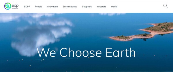  EDP 리뉴어블스의 홈페이지.