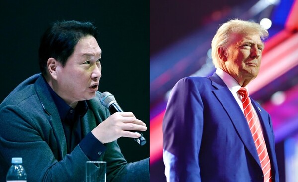 최태원(좌)와 트럼프(우) / 출처: SK홈페이지, 백악관 홈페이지