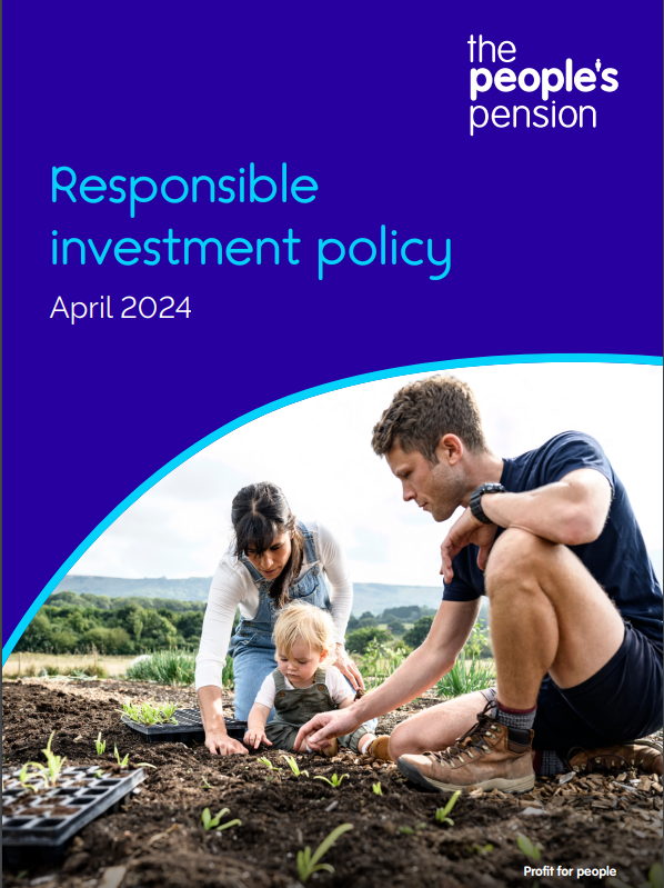 피플스 펜션의 2024 책임투자정책 표지/People's Pension