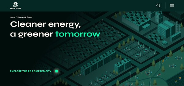  타타 파워 재생에너지의 홈페이지.