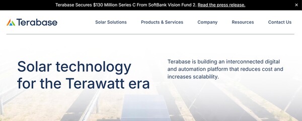  테라베이스 에너지의 홈페이지.